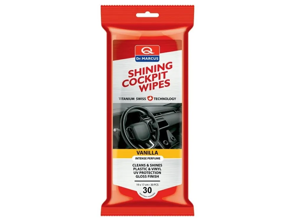 Akční Cena DR.MARCUS Shining Cockpit Wipes 30ks VANILLA - čistící ubrousky na plasty, DM234