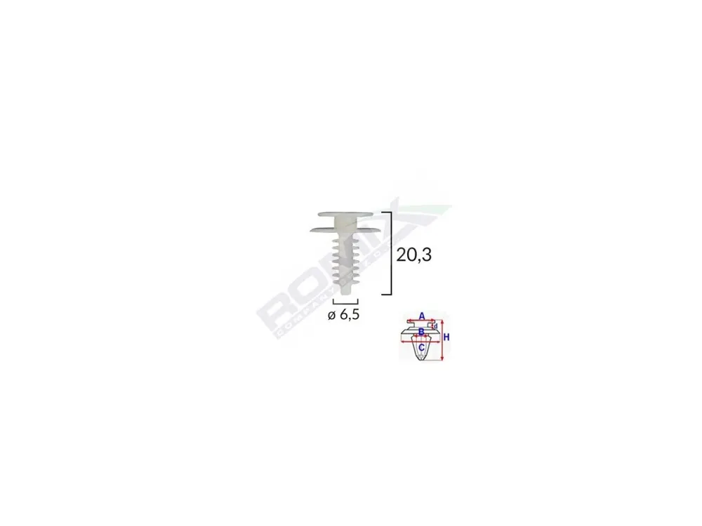 Příchytka čalounění A-13,7; B-5; C-17,7; d-2,6; H-20,3 (balení 10ks) Koupit Online