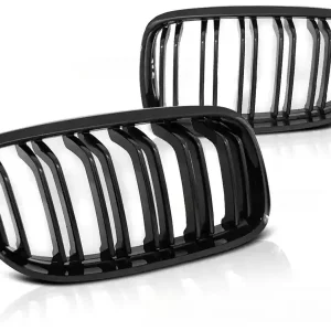 BMW E90 / E91 LCI 09- GLOSSY BLACK DOUBLE BAR M-LOOK - přední maska Akční Cena