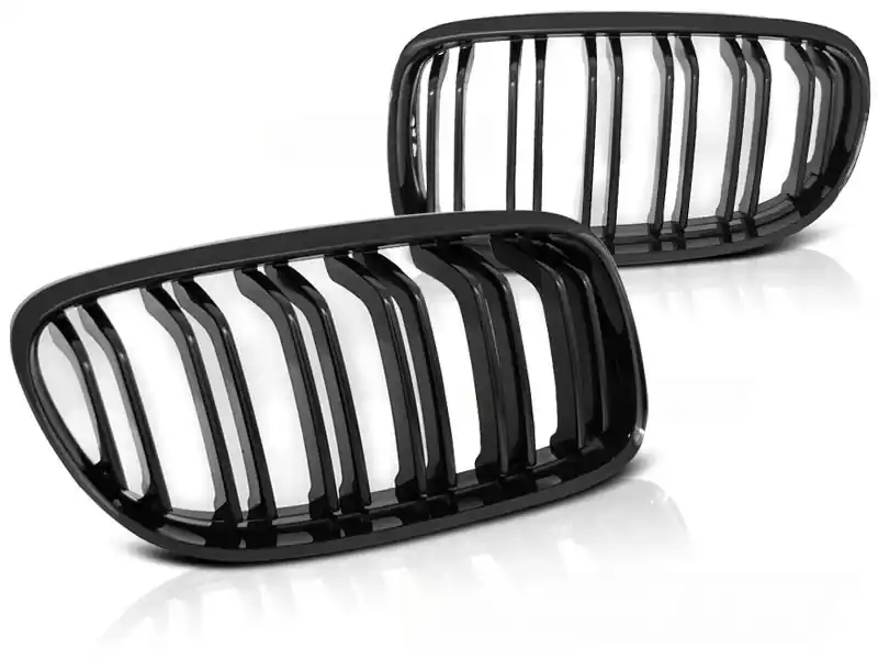 BMW E90 / E91 LCI 09- GLOSSY BLACK DOUBLE BAR M-LOOK - přední maska Akční Cena