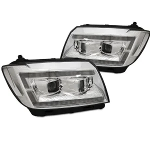 Akce Přední světla VW Crafter II 2017- chrom TUBE LIGHT DRL SEQ