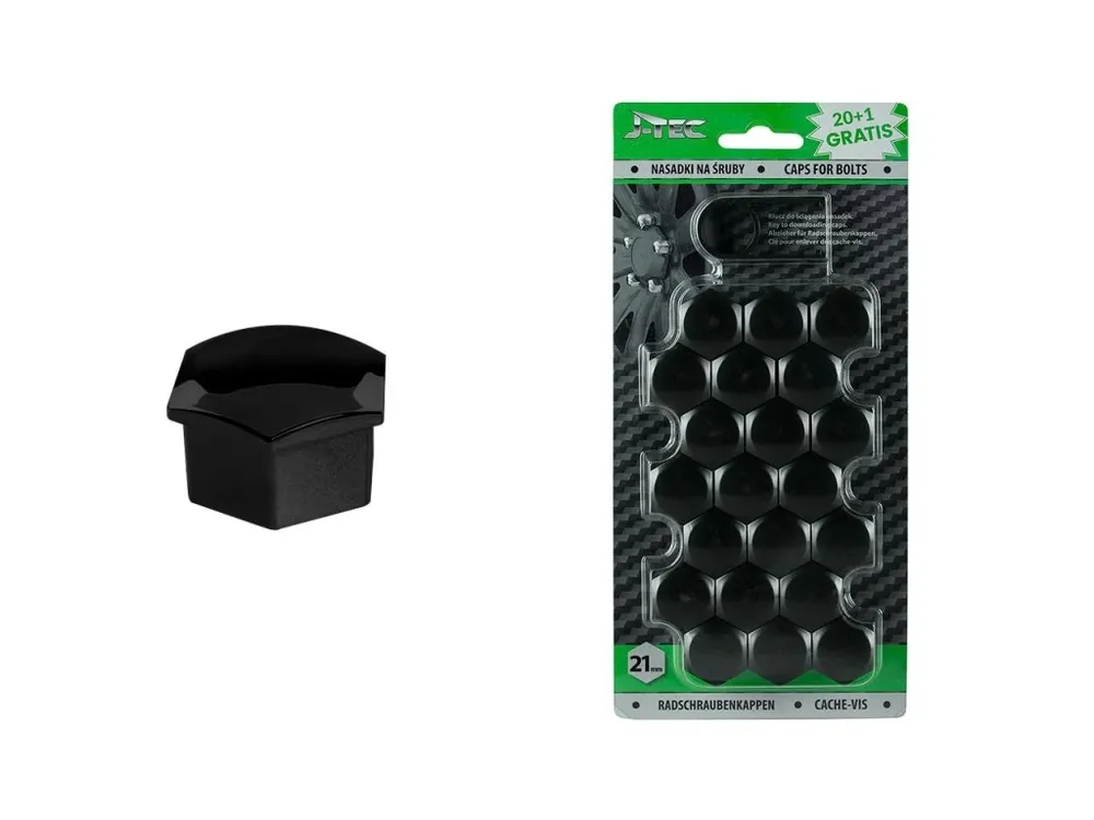 Sada krytek pro šrouby kol 21 mm - černé Koupit Online