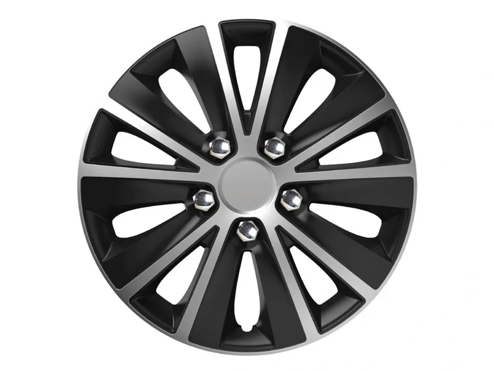 Kryt kola - poklice Rapide NC 15 SILVER & BLACK (černo- stříbrná) s chromovými šrouby Výhodná Nabídka