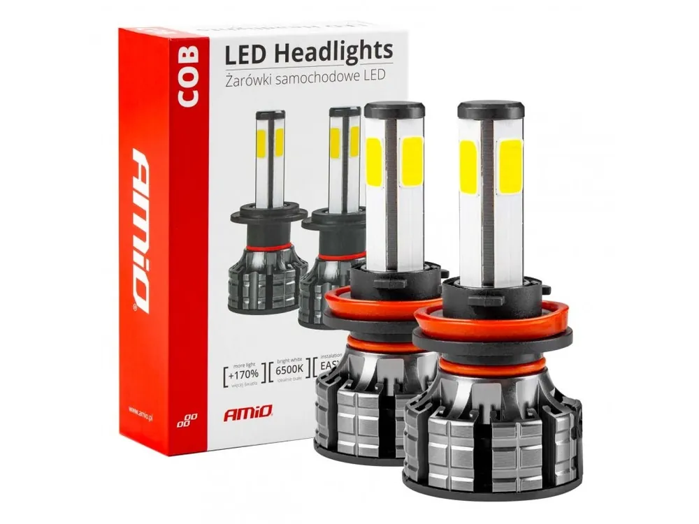 AMiO LED žárovky H8/H9/H11 COB 4Side Akční Cena