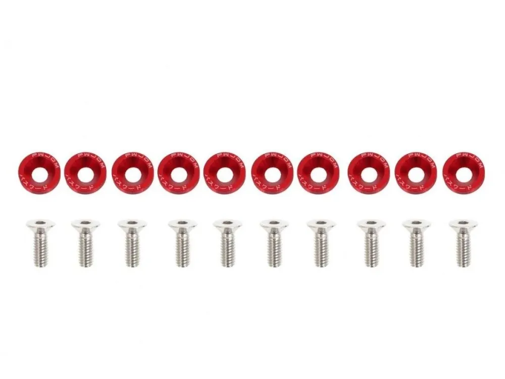 Šroubky a podložky universální 6mm JDM Red Ověřený