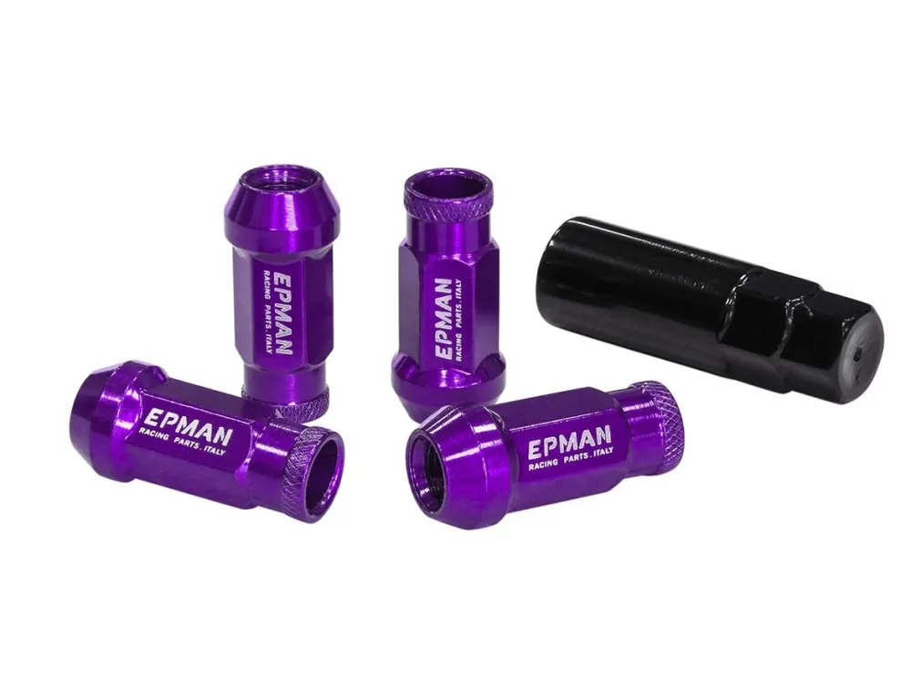 Omezená Nabídka EPMAN JDM kolové matky M12x1,5 kužel, fialové - sada