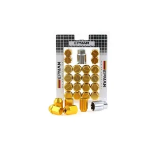 Značkový EPMAN RS bezpečnostní matky M12x1,25 kužel, zlaté - sada