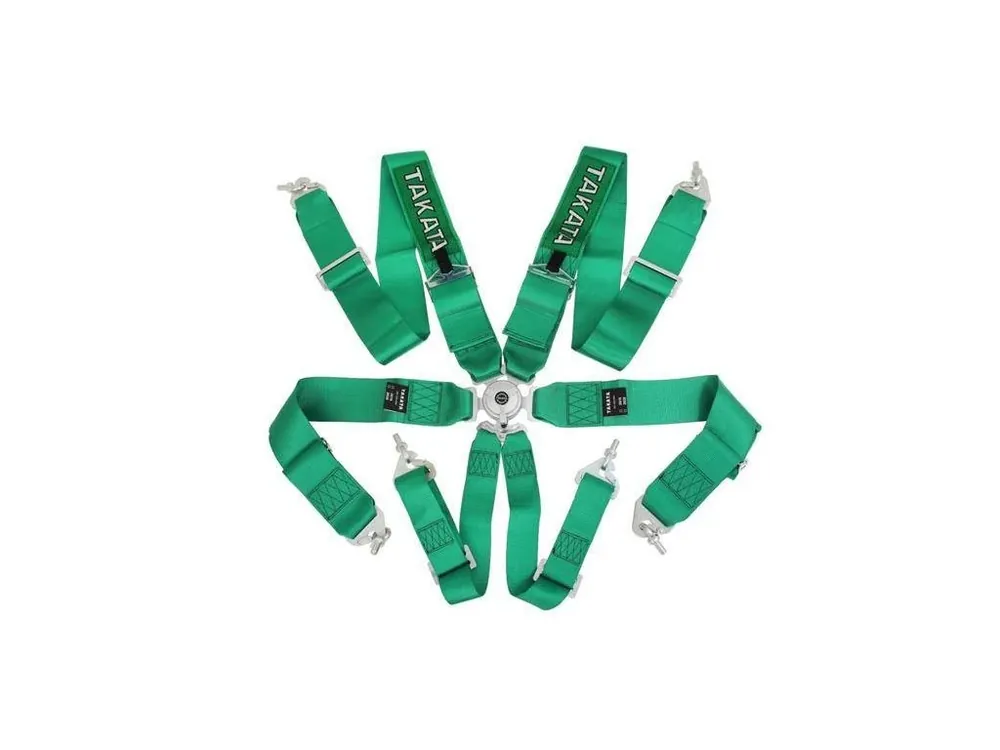 Aktuální Bezpečnostní pásy 6-bodové 3" Takata Replica harness zelené