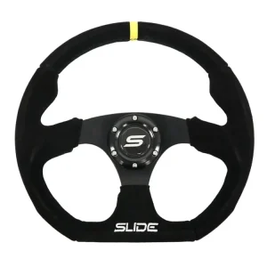 Sportovní volant SLIDE 350mm, semiš - žlutý proužek Pouze Dnes