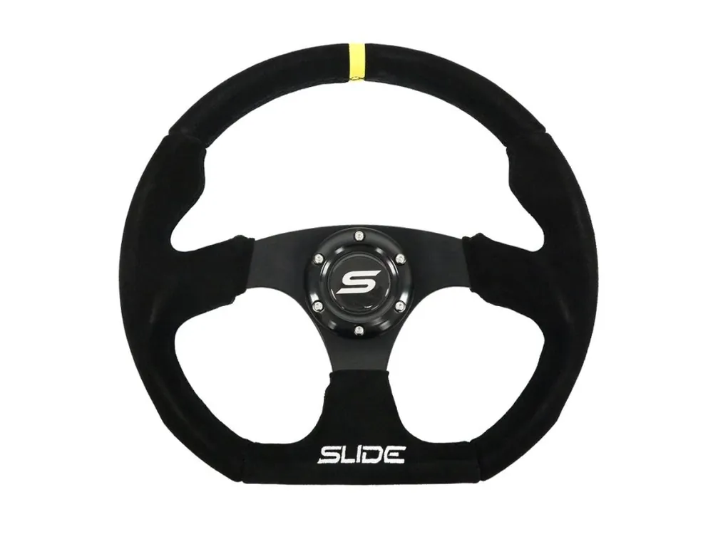 Sportovní volant SLIDE 350mm, semiš - žlutý proužek Pouze Dnes