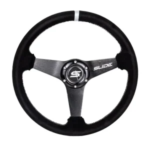 Akční Nabídka Sportovní volant SLIDE 350mm, semiš - stříbrný proužek