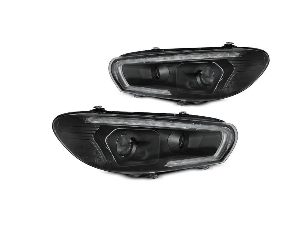 Nejlepší Volba Přední světla VW Scirocco 08-04.14 - černá XENON TUBE SEQ LED chrom