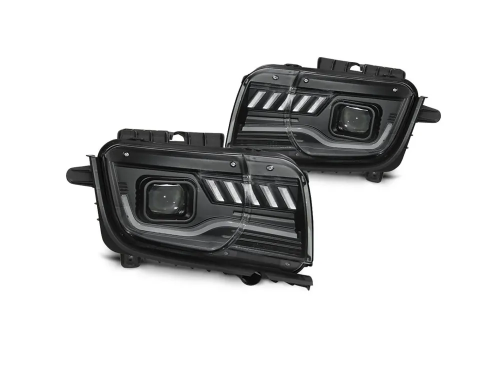 Ověřený Přední světla Chevrolet Camaro 09-13 TUBE LIGHT SEQ černá