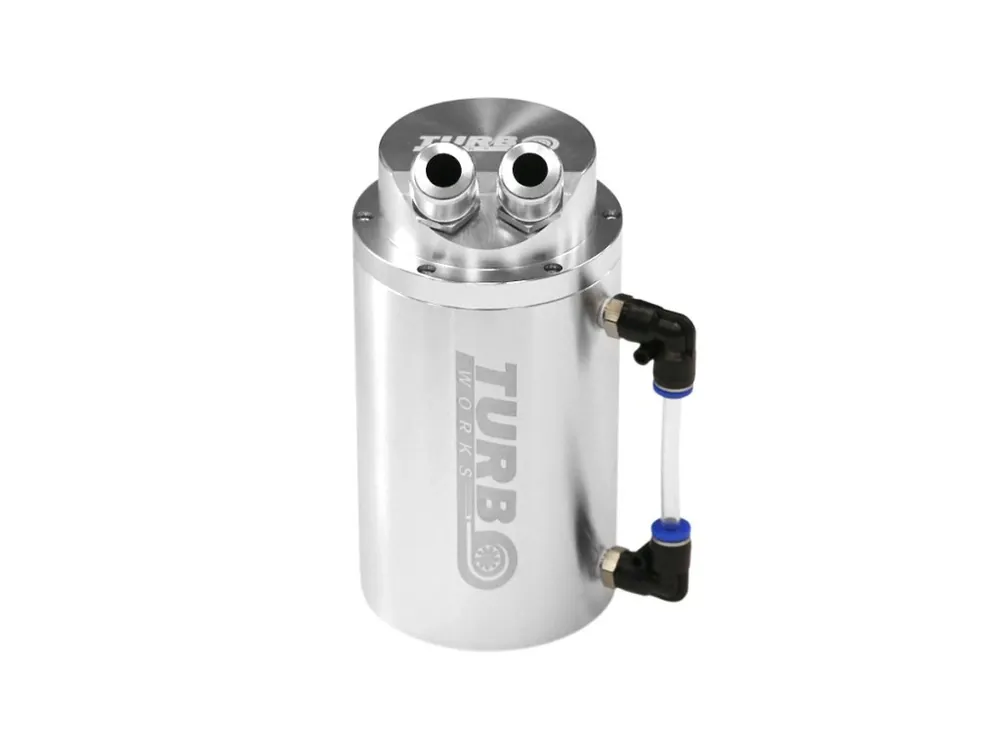 Oil catch tank, zachyt. olejová nádoba 0.7L 20mm TurboWorks stříbrná Bezpečná Platba