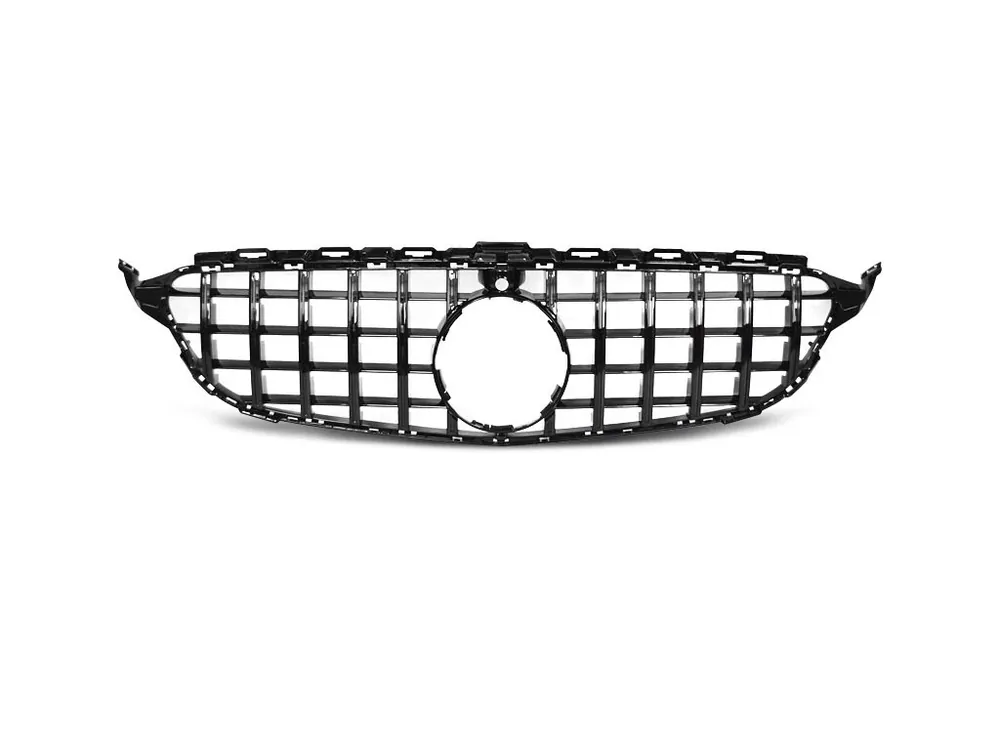 Akce Přední maska Mercedes W205 14-18 chrom lesklá černá GT-R LOOK