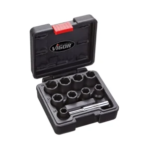Must-Have Hlavice 1/2” na poškozené šrouby a matice, velikosti 10-19 mm, sada 10 ks - VIGOR V2404