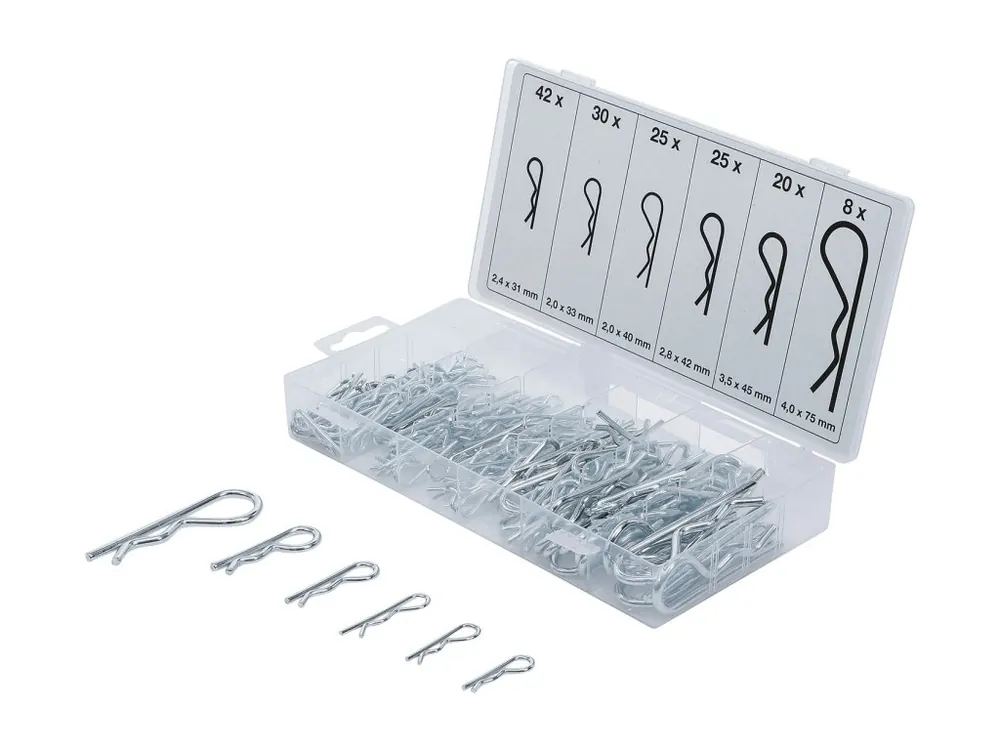 Pouze Dnes Závlačky pružinové, průměry 2-4 mm, sada 150 ks - BGS 8043