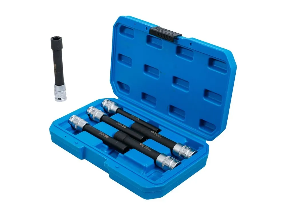 Nejlepší Cena Hlavice 1/2” prodloužené E-TORX, vel. E10-E20, na hlavy válců, sada 6 ks - BGS 2028