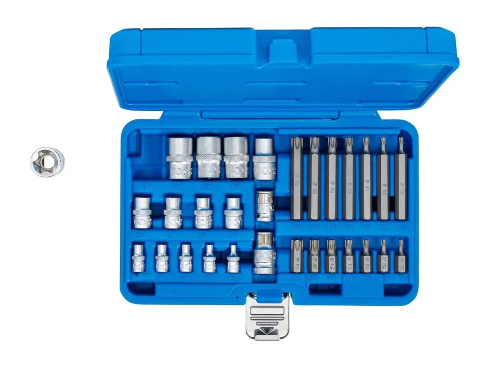 Tovární Cena Bity TORX vel. T20-T75 a externí E-TORX vel. E4-E24, 30dílná sada - BGS 5025