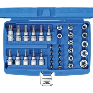 Hlavice nástrčné a zástrčné TORX (T10-T55) a E-TORX (E4-E20), sada 34 ks - BGS 5021 Tovární Cena