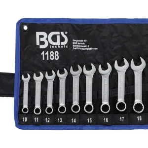 Očkoploché klíče extra krátké, velikosti 10-19 mm, sada 10 ks v obalu - BGS 1188 Sleva