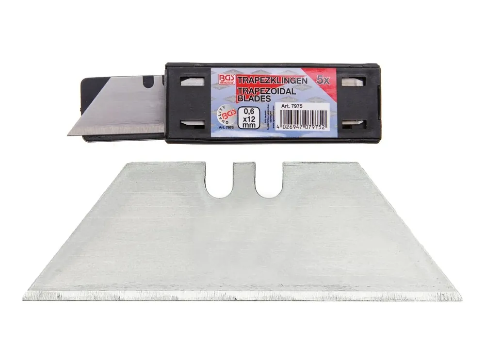 Levný Trapézové čepele - břity pro vysouvací nůž, 0,6 x 12 mm, 5 kusů - BGS 7975