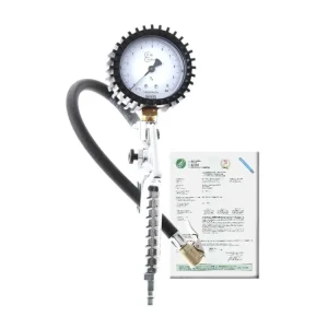 Akční Nabídka Pneuhustič s certifikátem 0-10 bar, manometr 63 mm, hadice 30 cm, cejchovaný - OMG73