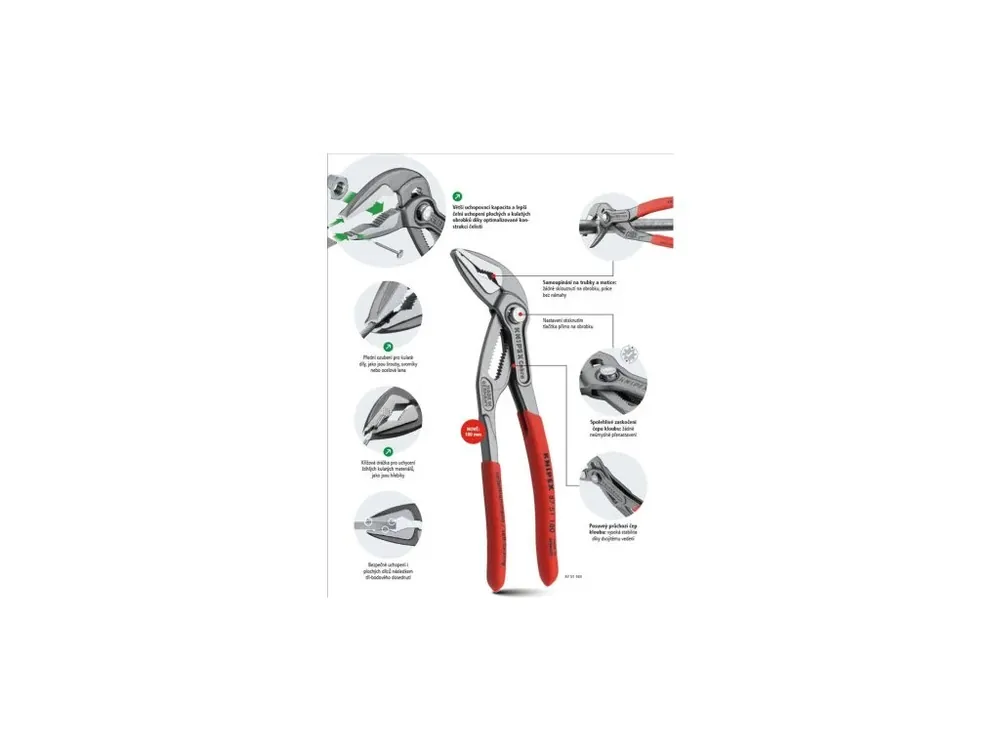 Cenová Bomba Instalatérské SIKO kleště, rozsah 42 mm, délka 180 mm - KNIPEX Cobra 87 01 180