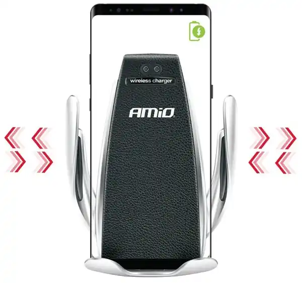 Akční Nabídka Držák telefonu do větrací mřížky s bezdrátovým nabíjením Qi AMIO PHW-01