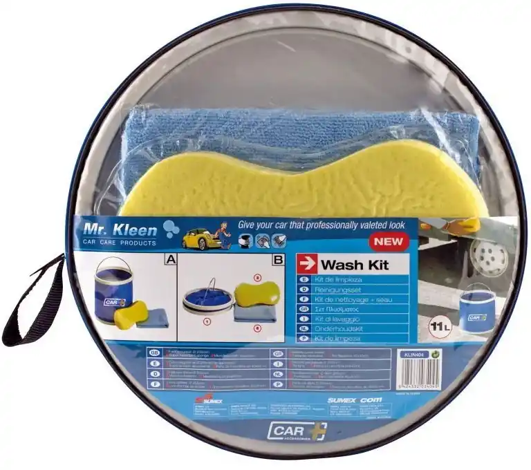 Sezónní Sleva Mycí set pro auto (skládací kbelík 11 l, houba, mikrovláknová utěrka) - Sumex