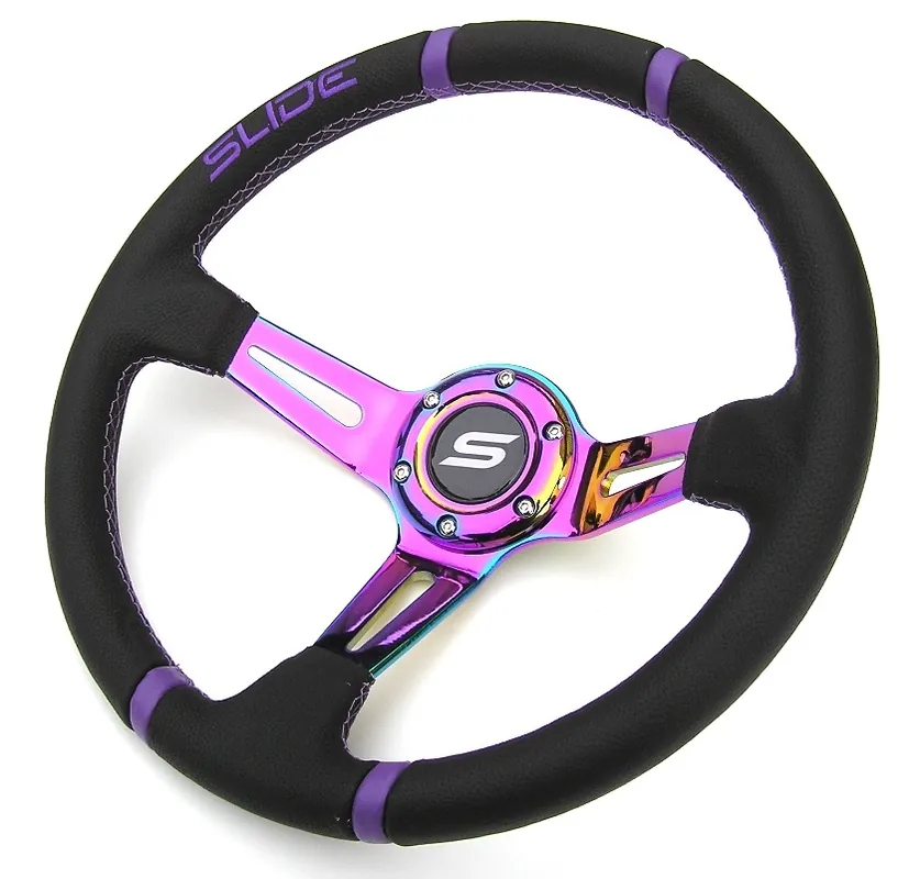 Bezpečná Platba Sportovní volant SLIDE DRIFT Neo Chrome Design, kožený