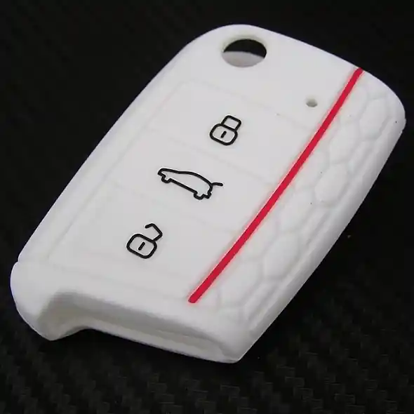 Nejprodávanější Silikonový obal - kryt na klíč Škoda Scala (od roku 2019>) - RS Design - bílý