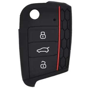 Autentický Silikonový obal - kryt na klíč Škoda Kamiq (od roku 2019>) - RS Design - černý