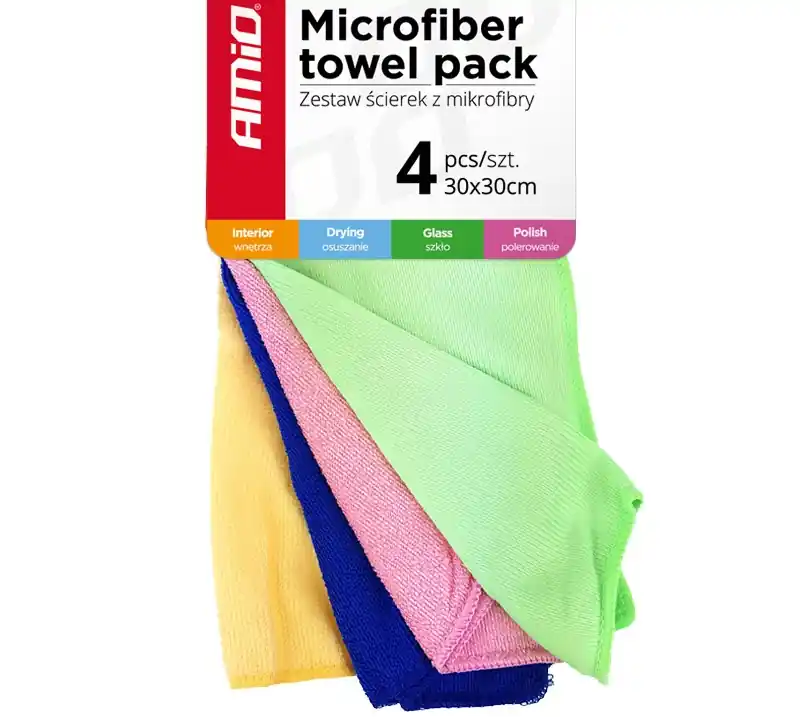 Sada mikrovláknových utěrek Microfiber towel pack (4 ks) - Amio Sleva