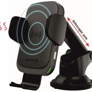 Držák telefonu s přísavkou a bezdrátovým nabíjením Qi 15W Swissten S-GRIP W2-HK3 Vrácení Zdarma