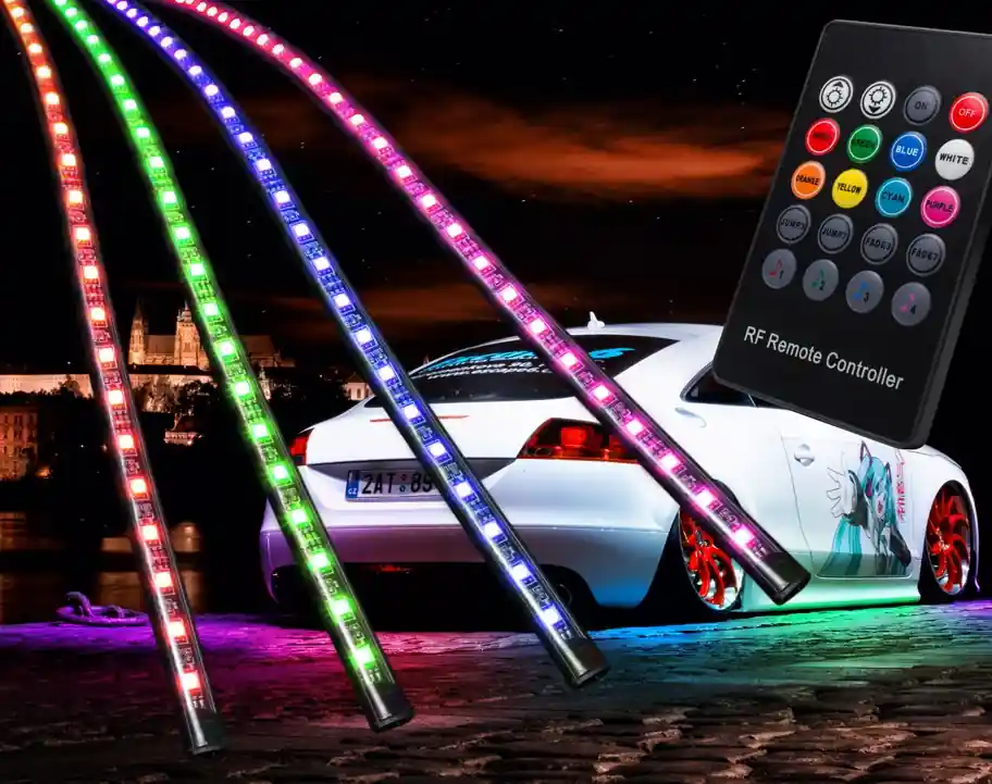 LED podsvícení podvozku MULTICOLOR s dálkovým ovládáním - 2x 90 cm / 2x 120 cm Poslední Šance