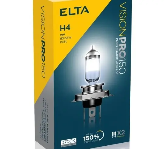 Žárovky H4 Elta VISION PRO 150 se 150% světla navíc (TWIN PACK 2 ks) Oblíbený