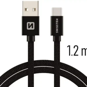 Ověřený Datový USB kabel s konektorem USB / USB-C, 1.2m, Swissten
