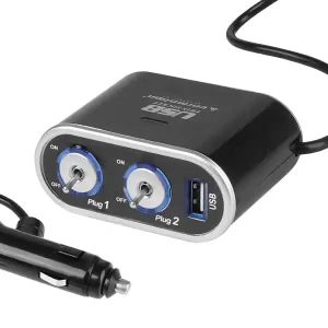 Akce Rozdvojka do auta CARMOTION s vypínači ON / OFF a USB zdířkou 1000 mA