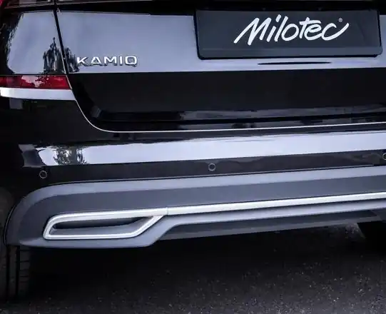 Autentický Sportovní imitace výfuku s lištou Škoda Kamiq (2019 - 2024) stříbrné MILOTEC