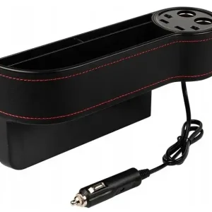 Organizér do auta mezi přední sedačky se zásuvkami 12V a 2x USB 2100 mA + LED voltmetr - Blow Zlevněný