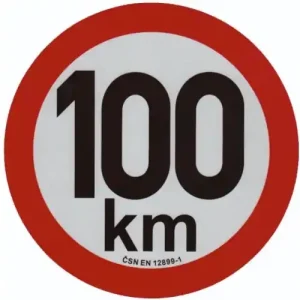 Bezpečná Platba Samolepka konstrukční rychlosti 100 km, reflexní, průměr 20 cm, s normou ČSN EN 12899-1