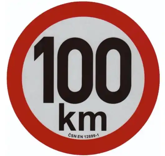Bezpečná Platba Samolepka konstrukční rychlosti 100 km, reflexní, průměr 20 cm, s normou ČSN EN 12899-1