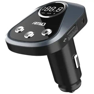 Tovární Cena FM transmitter bluetooth 5.0 s funkcí nabíječky 2.4A a lokalizací AMIO BT-02