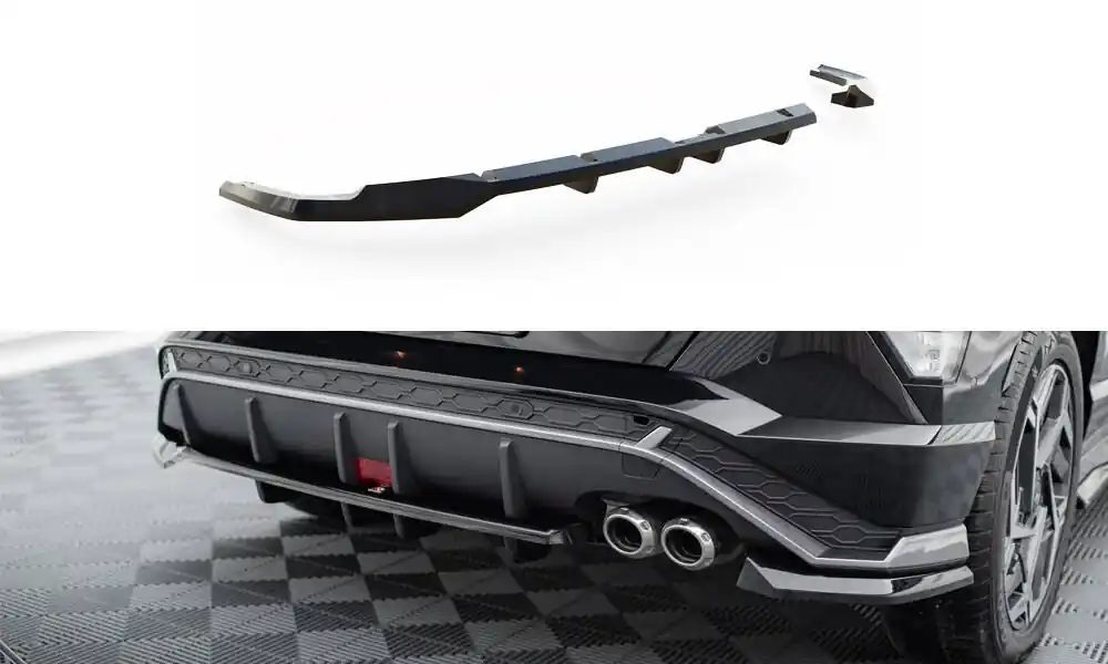 Omezená Nabídka Hyundai Kona Mk2 /N-Line, středový spoiler pod zadní nárazník s žebrováním, Maxton Design