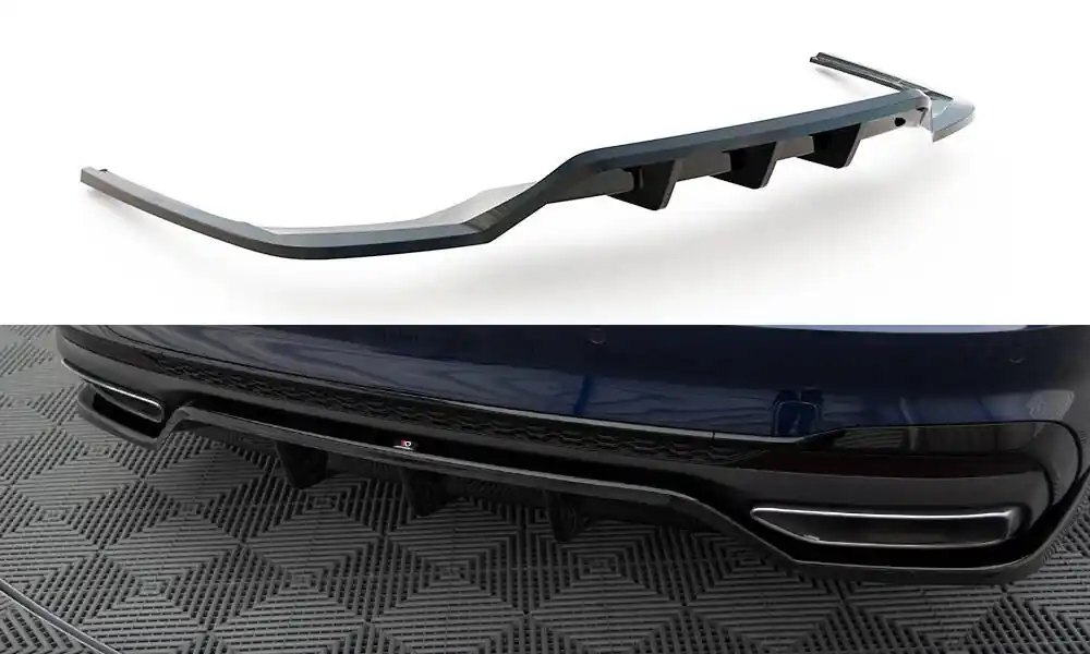 Nová Kolekce Audi A4 B9 FL S-Line, středový spoiler pod zadní nárazník s žebrováním v.2, Maxton Design