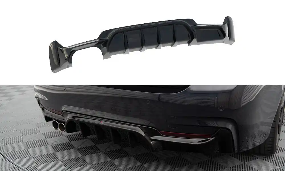 Pouze Dnes BMW řada 4 F32 M-Pack, vložka zadního nárazníku s jednoduchou koncovkou vlevo, Maxton design