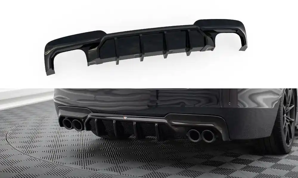 Super Cena BMW řada 5 F10/F11 M-pack, vložka zadního nárazníku ver.2 s dvojitou koncovkou na obou stranách, Maxton Design