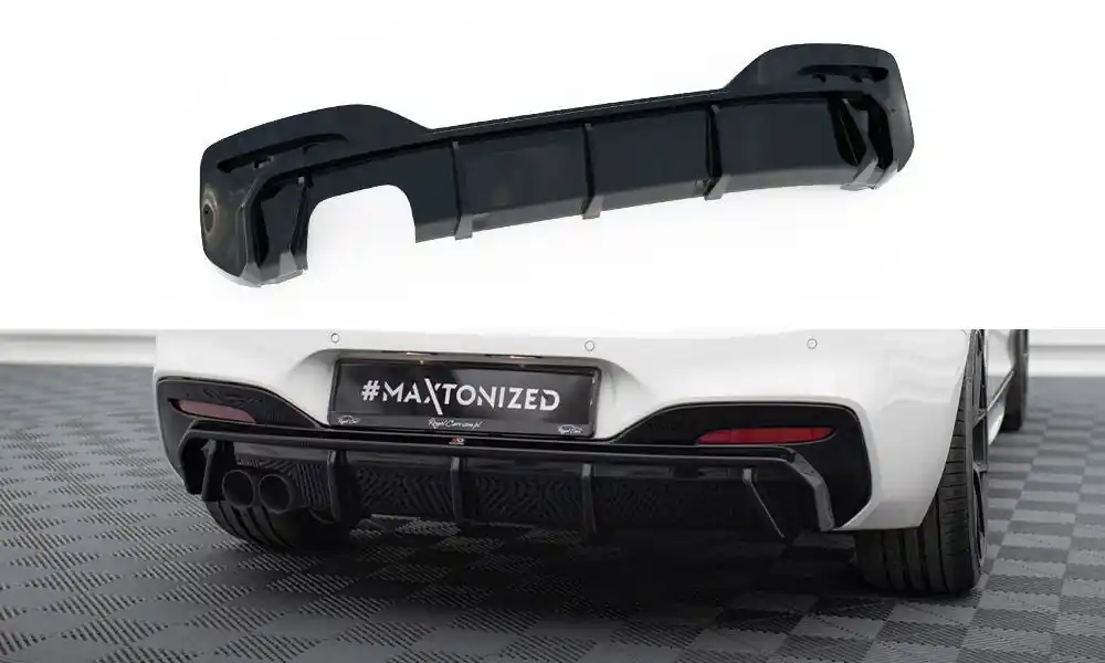 Vrácení Zdarma BMW řada 1 F20 Facelift M140i, vložka zadního nárazníku s dvojkoncovkou vlevo, Maxton Design