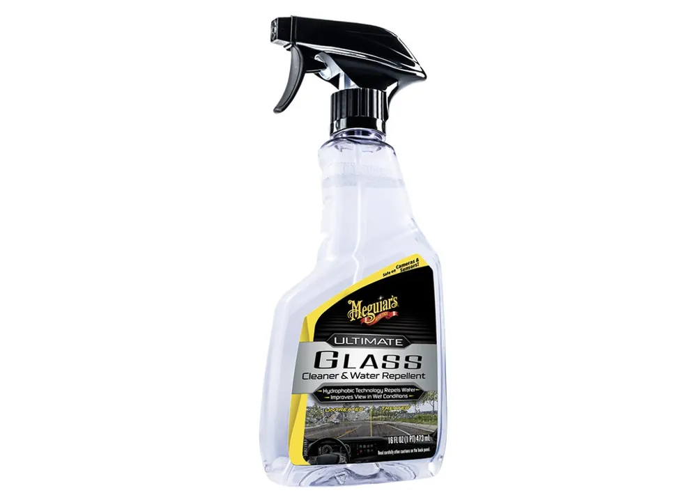 Akce Meguiar‘s Ultimate Glass Cleaner & Water Repellent - čistič skel s hydrofobní ochranou + tekuté stěrače, 473ml